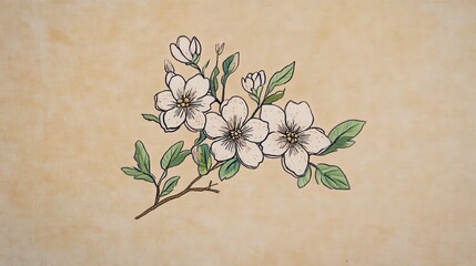 Delicate white blossoms on a textured background.