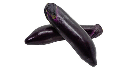交差した2本のナス（背景透過・新鮮野菜素材 ）