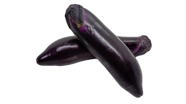 交差した2本のナス（背景透過・新鮮野菜素材 ）