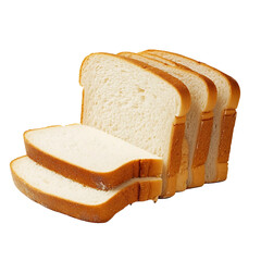 Slices of white bread isolated on transparent background