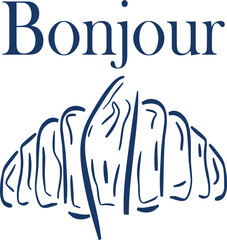 Bonjour – plakat francuski z rogalikiem © Laura
