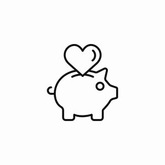 heart piggy bank icon sign vector