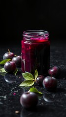 Jar of Berries with Pomegranate Juice