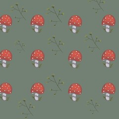 seamless pattern with mushrooms