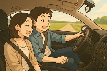 カップルでドライブ