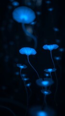 Vibrant Blue Mushrooms and Fungi Stock Image