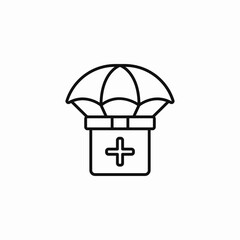 parachute aid drop icon sign vector