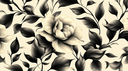 vintage floral design with detailed leaves and petals