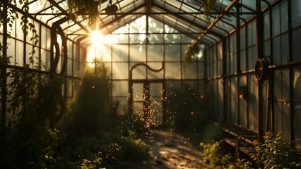 Serene Glasshouse at Sunrise