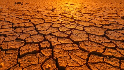 Dusty Sunset Silhouette on Cracked Clay Earth