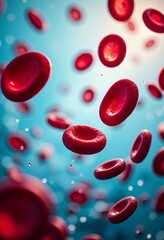 Red blood cells floating in plasma, 3D render for medical or scientific illustration or presentation