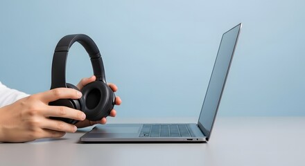 Wireless Headphones and Laptop Immersive Audio Experience