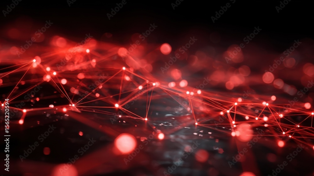 Aufkleber a visual representation of interconnected network nodes glowing red signifying potential threats fro