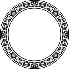 Vector black monochrome Chinese circle, ring, frame.  Round ornaments of oriental peoples, korea, taiwan, china, hong kong, indonesia

