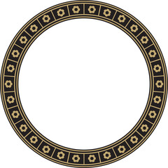 Vector black and gold round gothic ornament. Medieval European circle, ring, border. Classic pattern of the Germans, Angles, Saxons, Franks.
