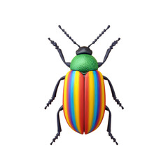 Rainbow striped beetle insect on black background, arthropod, vibrant, nature