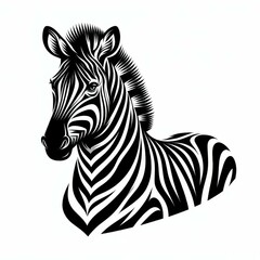 Black and White Zebra Portrait Illustration
