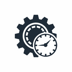 Performance Optimization Gear Icon System Speed Gauge Vector Design.
