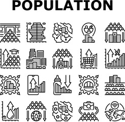 Obraz premium population growth icons set vector