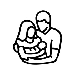 parents holding newborn baby line icon vector illustration