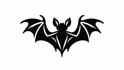 Fototapeta premium Black Bat Silhouette on White Background