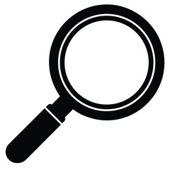 Black simple magnifying glass icon on a white background for searching