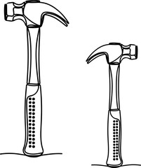 Minimalist Line Art Vector of a Hammer Tool