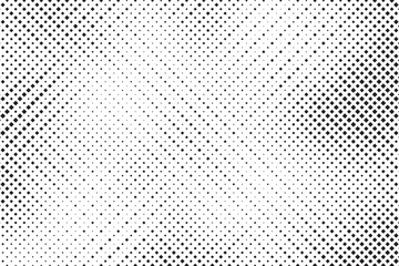 Grunge halftone gradient background. Faded grit noise texture. White and black sand wallpaper. Retro pixelated backdrop. Anime or manga style comic overlay. Vector graphic design textured template	
