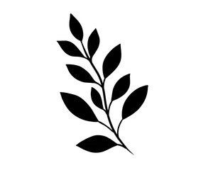 Botanical silhouette elements. Abstract twigs with leaves in various shapes. Simple vector illustration. Suitable for cards, decorations and various designs.
