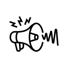 loudspeaker emitting sound waves noise symbol line icon vector illustration