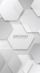 Obraz premium Abstract background with overlapping white and grey hexagons creating a geometric pattern.