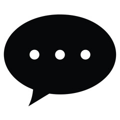 Black speech bubble icon with three white dots indicating conversation or typing