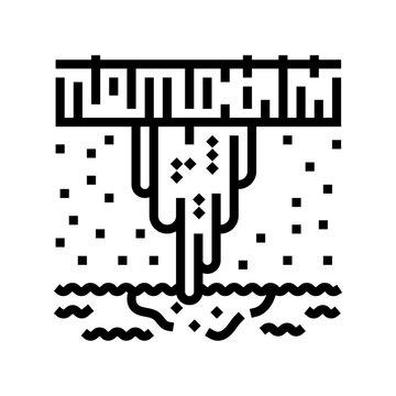 pesticide leaching groundwater line icon vector illustration