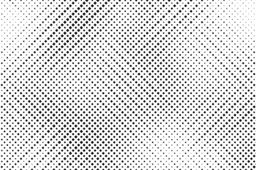 Abstract halftone gradient background. Dotted concentric texture with fading effect. Black and white circle shade wallpaper. Grunge rough vector. Monochrome backdrop