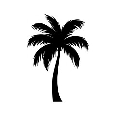 Palm tree silhouette vector illustration tropical beach summer vacation art