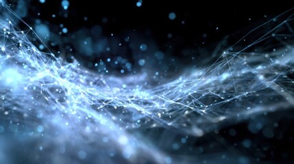 Abstract conceptual video portraying the integration of artificial intelligence in daily life with energetic visuals demonstrating smart devices and data flow creating a seamless technology