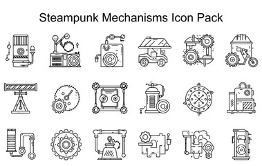 Fototapeta premium Steampunk Mechanisms Icon Pack