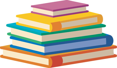 Colorful stacks and piles of books with varying arrangements and designs