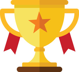 Golden trophy with star and ribbons awarding achievement and success