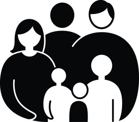 Minimalist Family Portrait - Black and White Vector