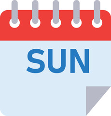 Illustrated calendar page depicting sunday in a simplified colorful flat design