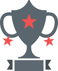 Gray and red championship trophy with stars and blank banner element