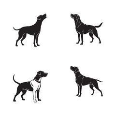 Black dog silhouette vector illustration.