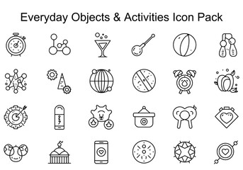 Simple Line Icon Set of Everyday Objects & Activities