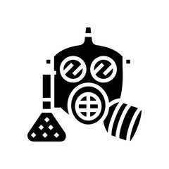 gas mask flasks chemical pollution glyph icon vector illustration