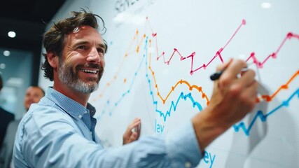 Corporate Board Member Writes On Whiteboard