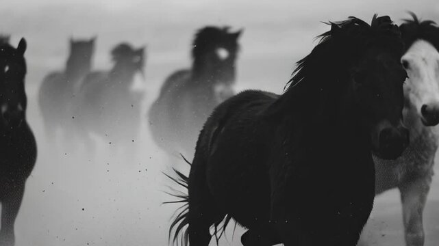 Wild Horses Run Through Plains