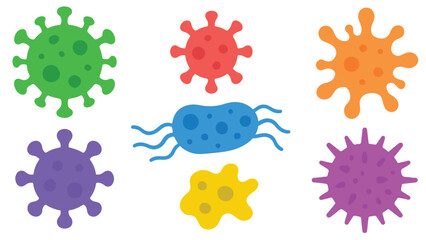 Virus and Bacteria Illustration Microscopic Pathogens Representing Disease, Germs, Infections, and Health Risks for Medical and Educational Use Germs and illness