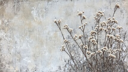 Delicate dried flowers on a textured backdrop.