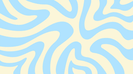 Minimalist wavy abstract background with pastel blue and cream colors, inspired by 60s and 70s retro style. Vector illustration.